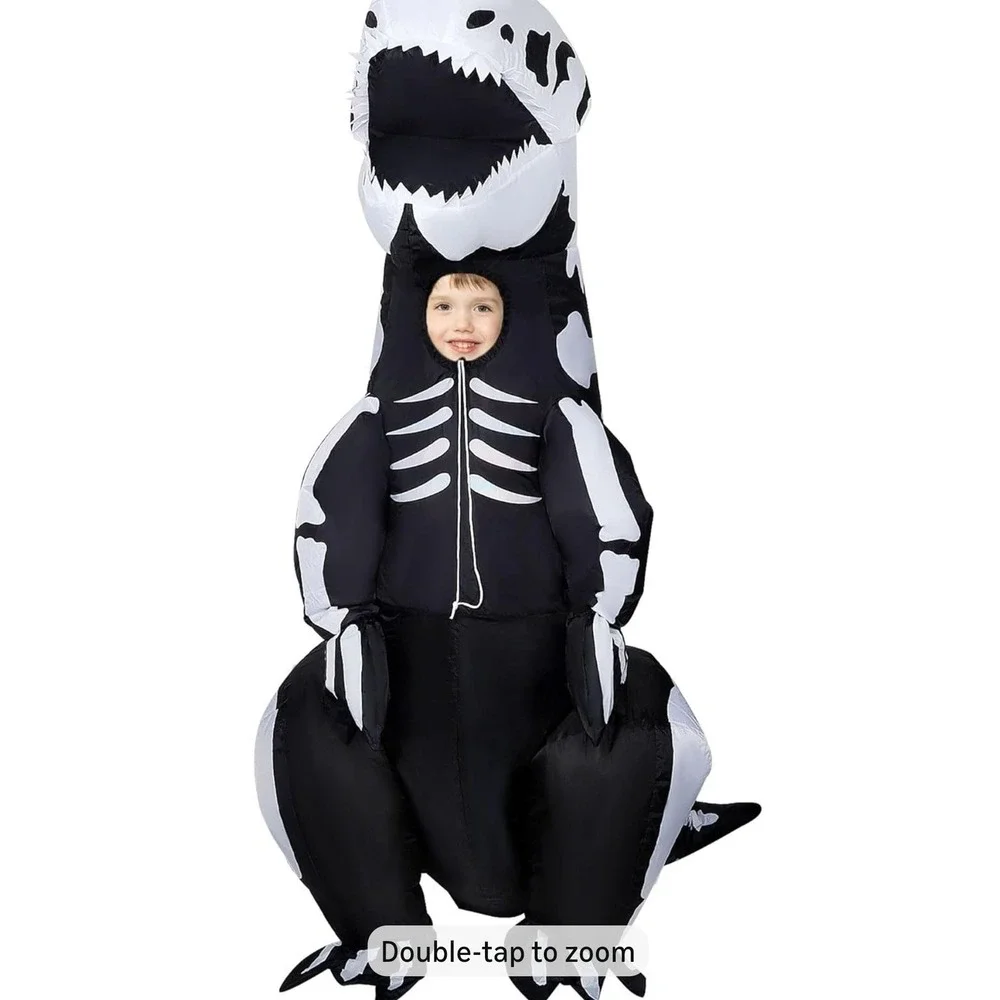 Lulu Home Inflatable Skeleton T-Rex Costume Kids Black Dinosaur‎ 6.5FT 21224B K1